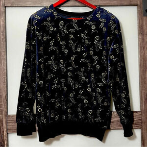 Vintage 90’s Jaclyn Sport Black Velvet Gold Floral Sweatshirt Medium Whimsigoth